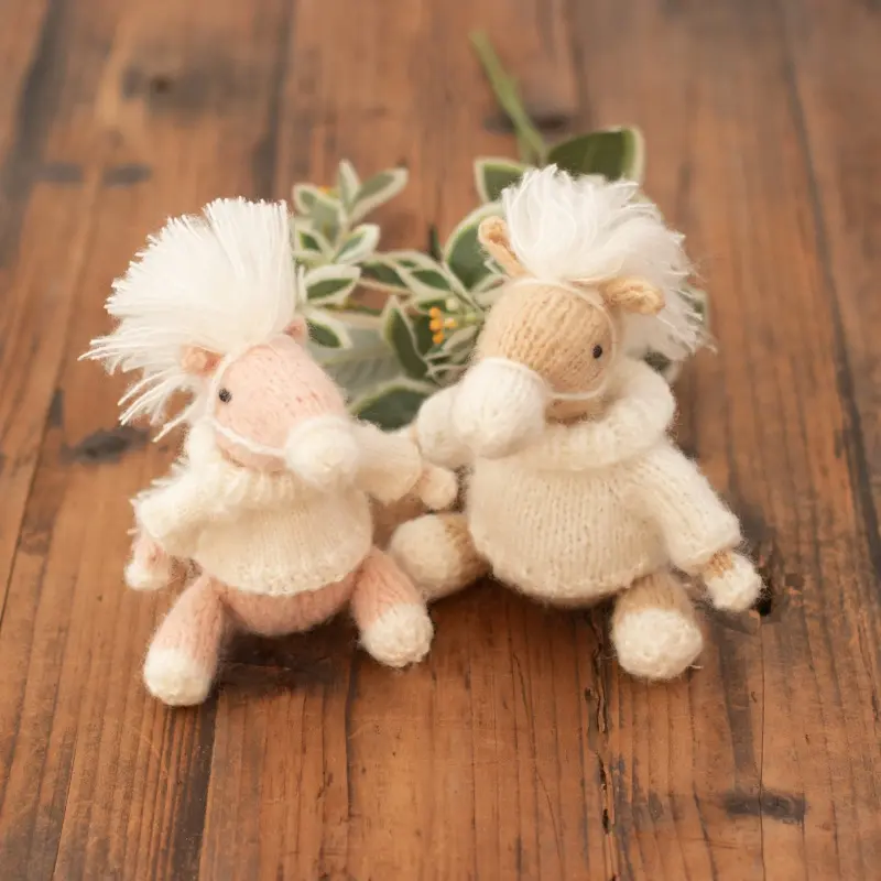 Handmade Knitted Horse with Hat Set A - Newborn Photography Outfit - Image 2